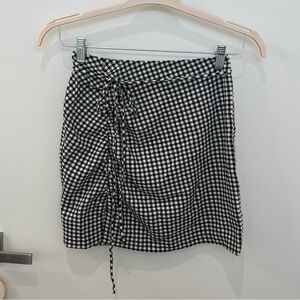 Zara Black and White Checkered Mini Skirt